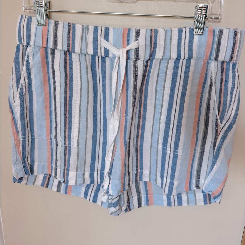 Caslon Blue, White & Coral Striped Drawstring Shorts